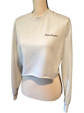 Favorite Daughter The Jen Cropped Sweatshirt Pale Baby Blue XS Oversized